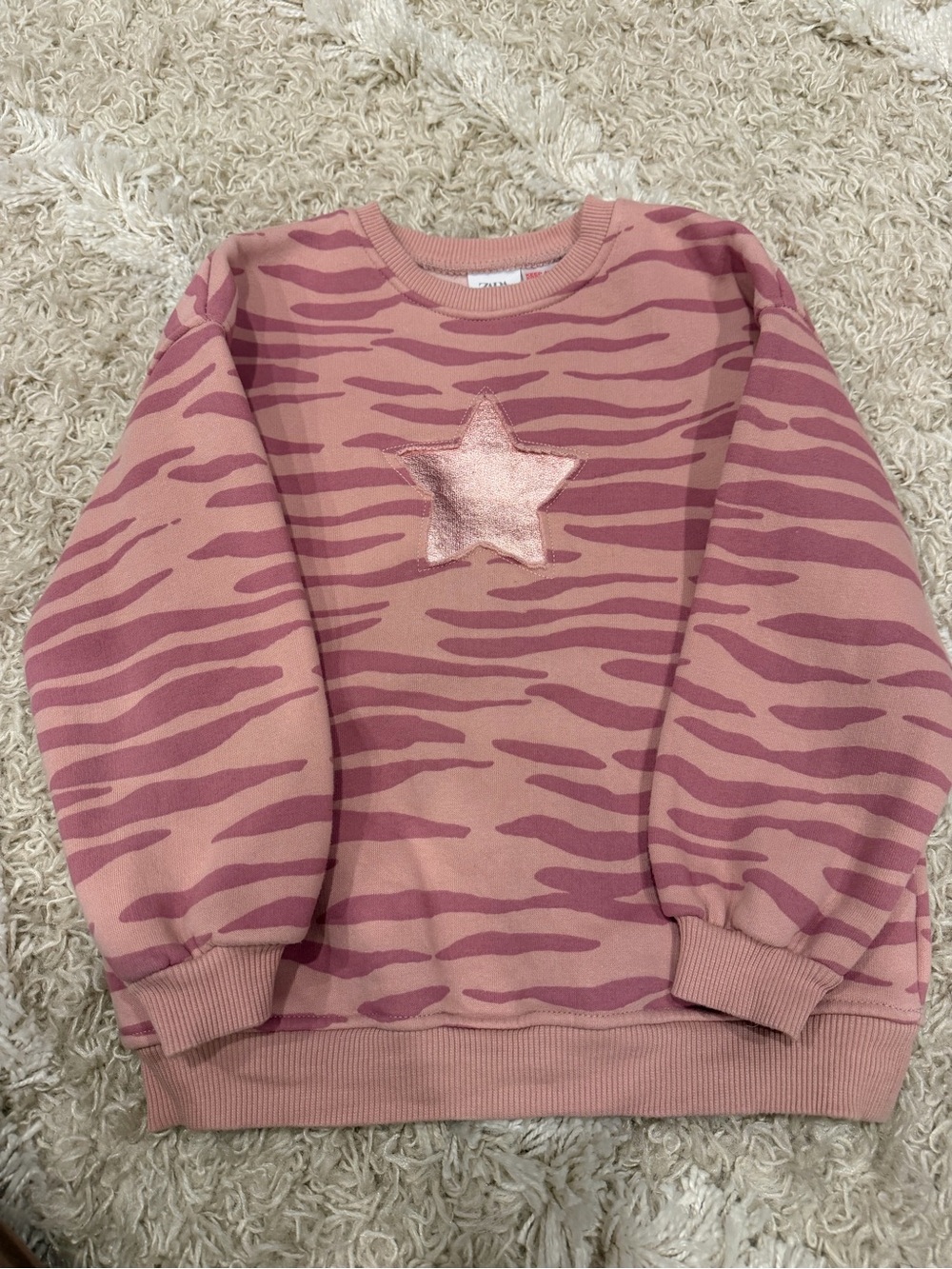 Zara Pink Zebra Star Sweatshirt - Metallic Star Detail